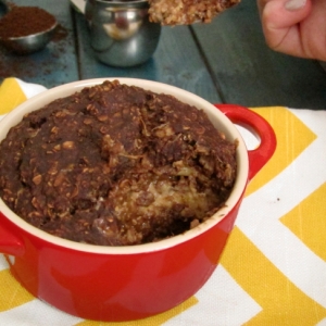 Mocha Baked Oatmeal (with Almond Butter Center) + my blog's 3rd birthday!