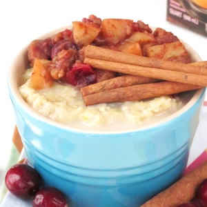 Eggnog Oatmeal with Apple-Cranberry-Chestnut Compote