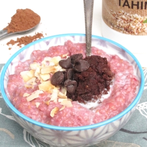 Raspberry and Chocolate Tahini Oatmeal