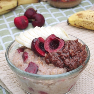 Cherry Nana Oatmeal with Chocolate Nut Butter