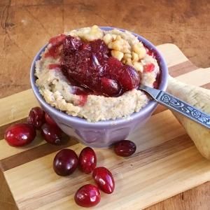 Apple Parsnip Oatmeal with Cranberry Sauce