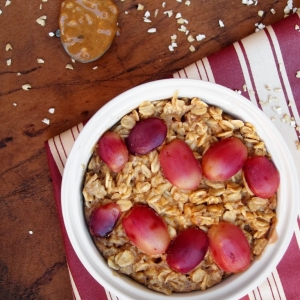 Peanut Butter and Grape Baked Oatmeal
