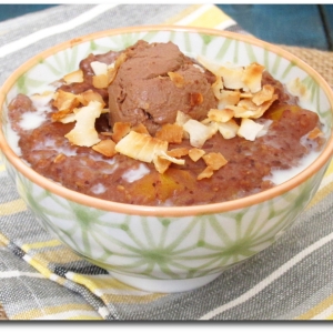 Double-Chocolate Mango Oatmeal with Toasted Coconut